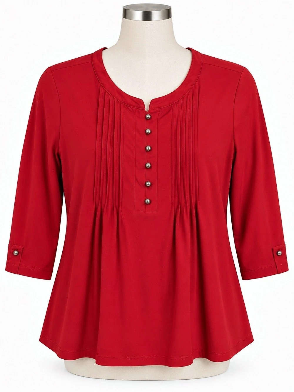 Perception Pleated Tunic in Red Large